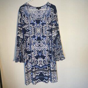 MSK Bell Sleeve Multicolor Shift Dress (DressBarn)